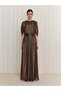 Gold Foil Patterned Long Dress - 2
