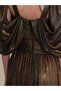 Gold Foil Patterned Long Dress - 7
