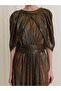 Gold Foil Patterned Long Dress - 6