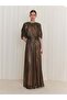 Gold Foil Patterned Long Dress - 3