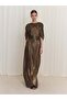 Gold Foil Patterned Long Dress