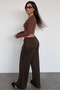 Brown Wide Leg Barrel Fit Sweatpants Mg2646 - 5