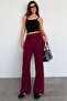 Burgundy Wide Leg Barrel Fit Sweatpants Mg2646 - 5