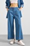Zipper Closure Wide Leg Denim Double Suit Set Light Blue 9392-Tk - 7