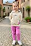 Girl's Cotton Hooded Tracksuit Set with Daisy Pattern and Wonderful Writing in Fuchsia