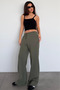Khaki Wide Leg Barrel Fit Sweatpants Mg2646 - 4