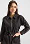 Zipper Closure Wide Leg Denim Double Suit Anthracite 9392-Tk - 2