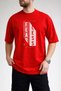 Men's Fearless Text Printed Honeycomb Textured Crew Neck Red T-Shirt - 3