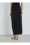 Women Black Straight Fit Maxi Skirt with Slit - 2