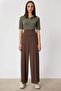 Wide Leg Sweatpants with Metal Accessories