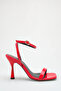 Red Patent Leather Single Strap Thin Heel Summer Women's Heel Shoes - 5