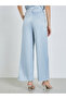 Women Blue Fold Pleat Wide Leg Formal Pants - 5