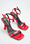 Red Patent Leather Single Strap Thin Heel Summer Women's Heel Shoes - 6