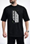 Men's Fearless Text Printed Honeycomb Textured Crew Neck Black T-Shirt