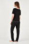 Patterned Standard Fit Ribbon Detailed Short Sleeve Pajama Set Pajama Set 6091435 - 7