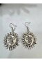 Face Detailed Sun-Shaped Metal Figure Earrings – Dangle Design Earrings - 2