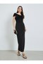Women Black Straight Fit Maxi Skirt with Slit