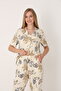 Women's 100% Cotton Buttoned Pajama Set 19101 - 4
