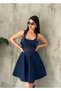 Flared Denim Dress with Belt Detail and Straps - 3