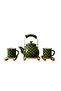 Retro Enamel Teapot and Mug Set – 6-Piece Polka Dot Set Green - 3