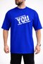 Men's Fearless and Strong Design Vintage Print Crew Neck Cobalt Blue T-Shirt