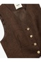 Gold Button Detailed Sleeveless Blazer Vest - 5