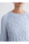 Lcwaikiki Classic Blue Crew Neck Self-Patterned Women's Knitwear Sweater W5Dc32Z8 - 3