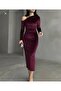Off-Shoulder Ruched Velvet Dress - 2