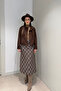 Stoned Plaid Pattern Skirt - Brown - 3