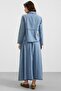 Metal Buttoned Skirt Jacket Denim Two-Piece Suit Light Blue 9400-Tk - 8