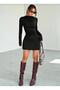 Gathered Detailed Long Sleeve Lycra Mini Dress (Seasonal and Winter) - 6
