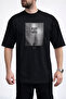 Men's Black & White Text Printed Crew Neck Black T-Shirt