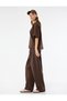 Cotton Comfortable Fit Pleated Waist Lace-Up Wide Leg Sweatpants - 2