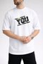 Men's Fearless and Strong Design Vintage Print Crew Neck White T-Shirt - 2