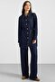 Metal Buttoned Soft Denim Jacket Trousers Dark Blue 9401-Tk - 3