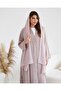 Blush cream abaya with pearl buttons details with marching scarf