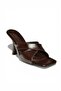 P590033060 Brown Rustic Cross-Strapped Thick Heeled Women's Slippers - 5