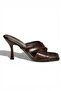 P590033060 Brown Rustic Cross-Strapped Thick Heeled Women's Slippers - 6