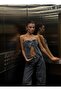 Women's Designer Denim Strapless Vest Crop Top Buttoned Jean Bustier - 4