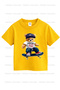 Teddy Bear and Robot Printed 3-Pack Unisex Navy Blue-White-Yellow Children's T-Shirt - 3