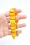 Coarse Grain Orange White Powder Amber Fish Prayer Beads - 5