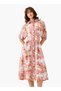 Floral Print Shirt Style Women Dress with Collar Viscose