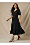 Midi Textured Tiered Dress with Short Puff Sleeves - 2