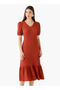 Textured Midi Shirt Dress with Puff Sleeves