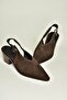 Y654300202 Brown Genuine Leather Suede Low Heel Western Shoe - 2