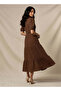 Midi Textured Tiered Dress with Short Puff Sleeves - 3
