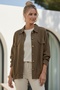 Brown Shirt Collar Cuffed Sleeves Double Flap Pockets Casual Linen-Look Woven Jacket 65 65 - 4