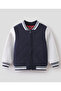 Solid Full Sleeves Sweatjacket - Blue/White