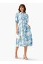 Floral Print Shirt Style Women Dress with Collar Viscose - 3
