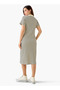 Striped T-shirt Dress with Contrast Collar - 4